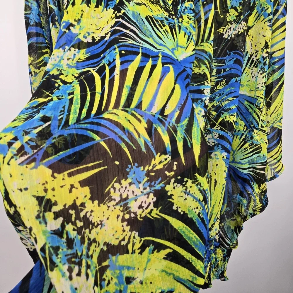 Lane Bryant Sheer‎ Poncho Style Top Womens Size 22/24 Leaf Pattern Green Flowy